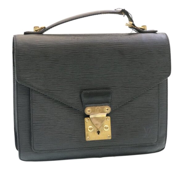LOUIS VUITTON Epi Monceau 2Way Hand Bag Briefcase Black LV Auth am - Picture 1 of 15